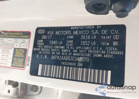 2018 Kia Rio Lx from USA, damaged, VIN 3KPA24AB8JE048070